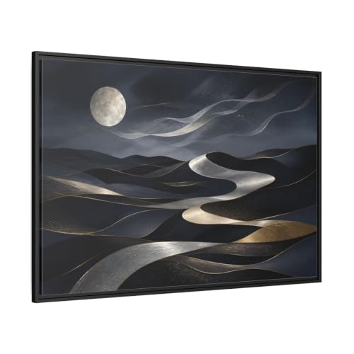 Tableau salon dunes bleu marine or 120x80 pour habiller un grand mur vide