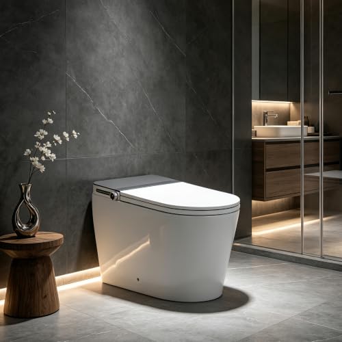 Smart Toilet, inodoro inteligente todo en uno sin límite de presión de agua, secado de alta velocidad, esterilización UV y escudo de espuma, 27" x 15.35" x 17.24" miniatura 1