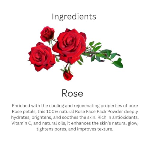 Image of Khadi Rose Face Pack Powder 100g | For Dullness, Fine lines & Wrinkles | Smooth, Glowing & Brightening | Pure, Natural & Ayurvedic | Removes Durt & Impurities | Face Pack for Men & Women