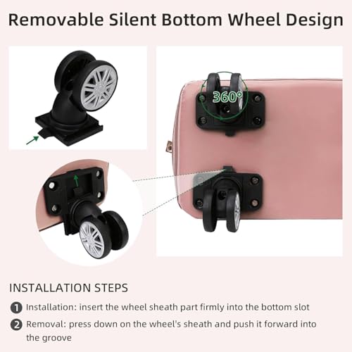 Image of Rolling Duffle Bag with Wheels, Expandable Foldable Travel Duffle Bag with Telescopic Handle, Portable Wheeled Luggage Bag for Travel, Lightweight Foldable Suitcase Bag for Men & Women (Pink)