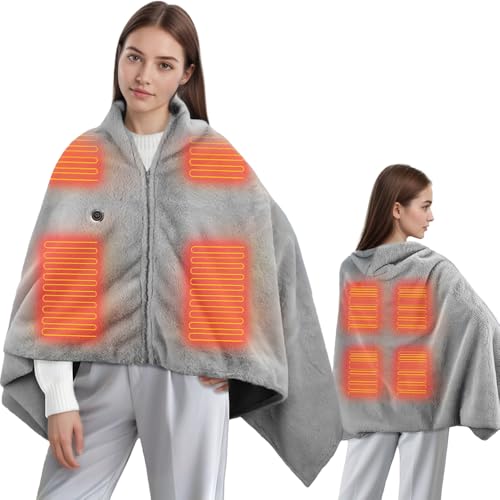 SKIKHN Heizdecke Kabellos, 147x82 cm Elektrische Wärmedecke, Waschbar USB...