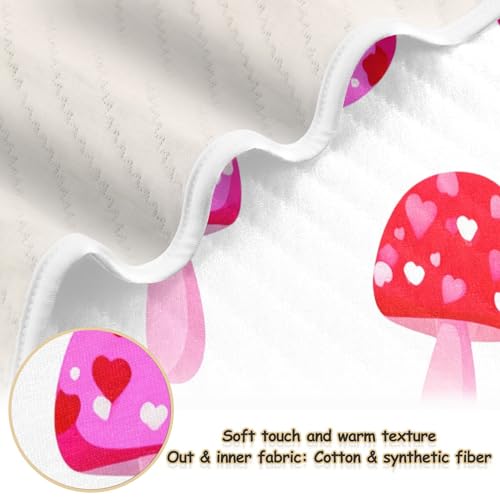 Burbuja Pink Red Mushrooms Baby Blanket for Boys Girls, Nursery Soft Warm Swaddling Receiving Baby Blankets, 30x40 in Toddler Blanket2