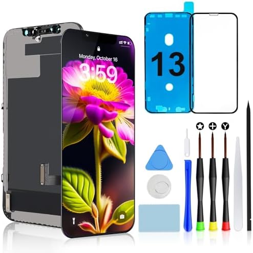 Brinonac for iPhone Xr Screen Replacement Kit, 6.1 inch LCD Display 3D Touch Screen Digitizer Frame Assembly Set with Repair Tools, Adhesive and Tempered Glass