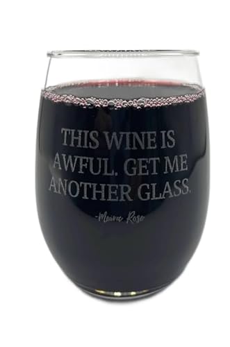 THIS WINE IS AWFUL GET ME ANOTHER GLASS Moira Rose Catherine O'Hara Quote Stemless Wine Glass Engraved 21 oz Mom Gift