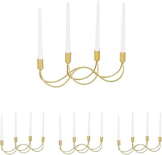 CosmoLiving by Cosmopolitan Metal Solid Candelabra, 15" x 3" x 5", Gold (Pack of 4)