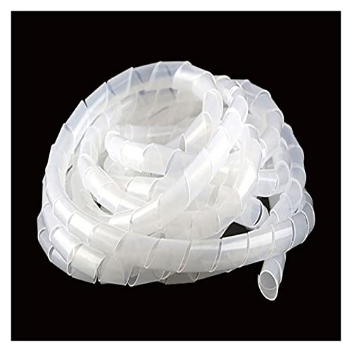Organizador de Cables,Cubierta de Gestión de Cable 1 Limpiador Bobinado Alambre Blanco/Negro Espiral Envoltura Tubo PE 4MM-30MM Cable Ignífugo Manguera Protectora(White,30mm 2Meters)