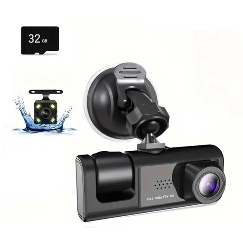 Caméra de voiture HD 1080P DVR triple objectif avec WiFi et enregistrement en boucle