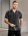 VATPAVE Mens Summer Striped Shirts Button Down Short Sleeve Vintage Beach Hawaiian Shirts with Pocket Large Black Fashion
