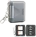 PROfezzion SD Card Holder Case Water-Resistant: Portable 12 Slots Memory Card Case for 8 Micro SD Card & 4 SD/SDXC/SDHC Card, Memory Card Hard Carrying Box Keeper Protector with Rubber Interior Grey