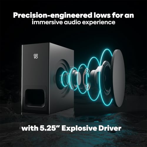 Image of Govo Gosurround 945 Pro Home Theatre Soundbar, 260W, 5.1 Channel, with Subwoofer and Satellite Speakers, Bluetooth 5.3, HDMI ARC, AUX, USB (Platinum Black)