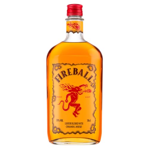 Fireball Cinnamon Whisky Liqueur, Canadian Whisky With Real Cinnamon, 33% ABV, 70cl, America's #1 Shot Brand, Best Served Cold, Spicy Flavour, Ideal for Shots, Mixed Drinks and Cocktails