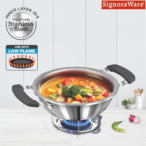 Image of SignoraWare Artista Stainless Steel Cookware Mini Kadhai |Ideal for Pakoras, Sauteed vegetables, Aloo fry or Small Portions Of Fritters | Best for Frying & Roasting Spices |Great for Melting & Mixing