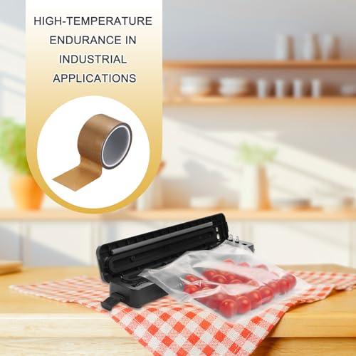Image of PATIKIL High Temperature PTFE Tape 2-3 /8 Inch x 33 Feet, PTFE Coated Fiberglass Adhesive Tape for Vacuum Sealer Machines Hand-Impulse Sealers Insulation, Brown