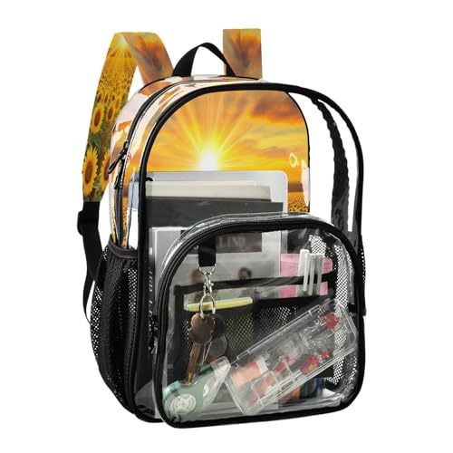 Sunflower Field Clear Backpack Heavy Duty See Through Transparent PVC BookBag for Kids Boy Girl School Work2