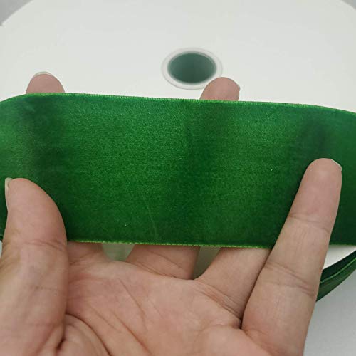 Image of 10 Yards Velvet Ribbon Spool (Green, 2 inch)