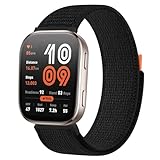 AK Nylon Strap Compatible with Amazfit Bip 6 / Bip 5 Smart Watch Band, Amazfit GTR 4 Bands, 22mm Soft Sport WristBand for Amazfit Bip 6 / Bip 5 / GTR 4 Women Men (Black)
