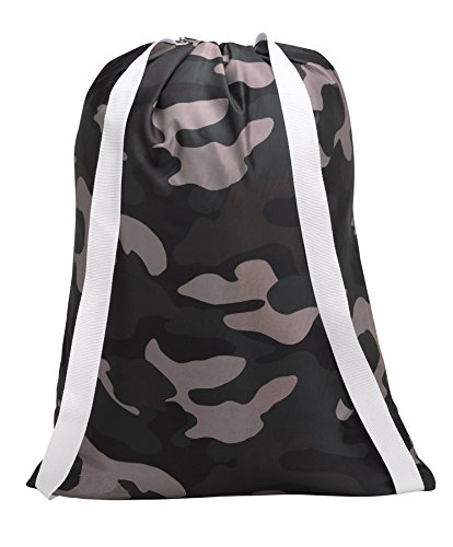 Backpack Laundry Bag, Camouflage - 22" X 28" - Two Shoulder Straps For Easy Backpack Carrying And Drawstring Closure. These Nylon Laundry Bags Come In A Variety Of Attractive Colors And Patterns. #TOP1