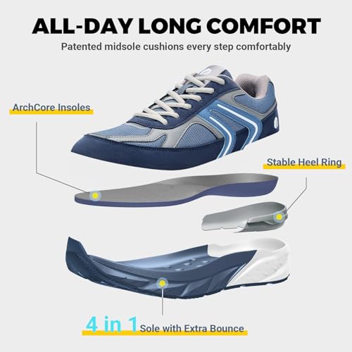 FitVille Extra Wide Shoes for Men, Wide Walking Shoes Wide Width Casual Sneakers Comfortable Orthopedic Shoe Arch Support for Plantar Fasciitis Neuropathy - Rebound NEO V53