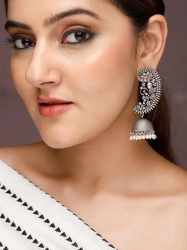 Image of Rubans Ear Cuff Jhumka Earrings Indian Ethnic Jewellery Gift for Women & Girls