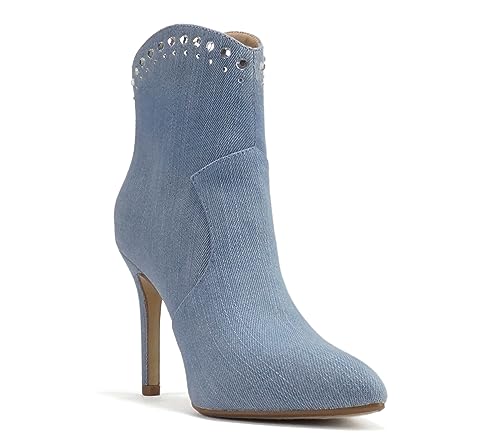 Soda “BANGLE” ~ Women Pointed Toe Stiletto High Heel Rhinestone Western Ankle Boot with Back Zipper4