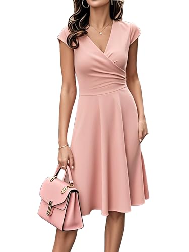 oxiuly Women's Cap Sleeve Summer Casual Dresses V-Neck Floral Vacation Party Dress OX233