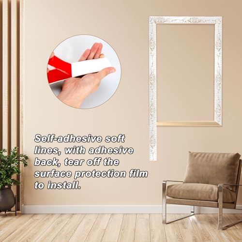 TECDW 5 Meter Flexible Wandverkleidung, Zierleisten Selbstklebend Wand, Dekorative Wandleisten, Deckenleiste zum Abziehen und Aufkleben für Schrank, Wandkante, Heimdekoration (Weiß, 3,6 cm Breit)
