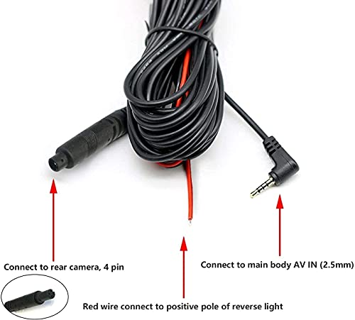 WOLFBOX G840S /G840H/G850/G900/G930 50Feet WDR Rear Camera Longer Replacement Cable for Mirror Dash Cam(4 pin, 2.5mm) - Image 2