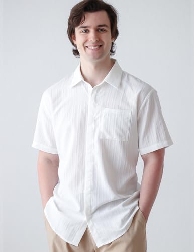 COOFANDY Mens Casual Shirts Short Sleeve Button Down Shirts Fashion Textured Summer Beach Shirt2