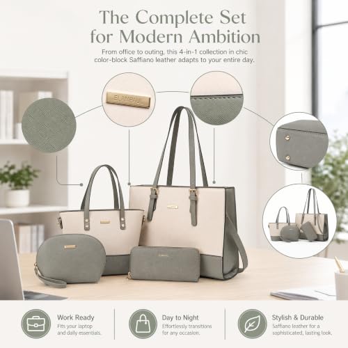 Image of Women Fashion Handbags Tote Bag Shoulder Bags Top Handle Satchel Purse Set