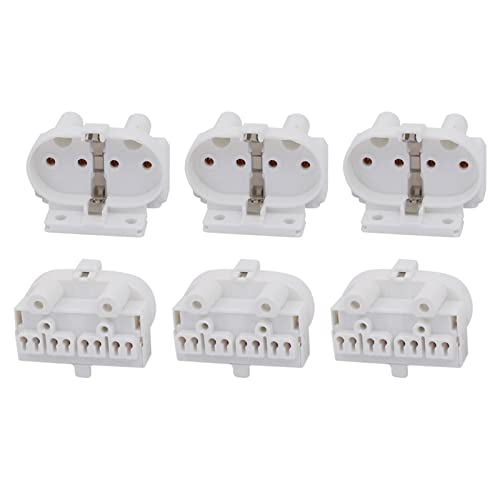 YOKIVE 6 Pcs H Lampe Fluorescent lumiere Support, 2G11 Base Simple Tête Douille lumiere Pièces Rechange, Idéal pour Maison, Bureau (Blanc, 2A, AC 500V)