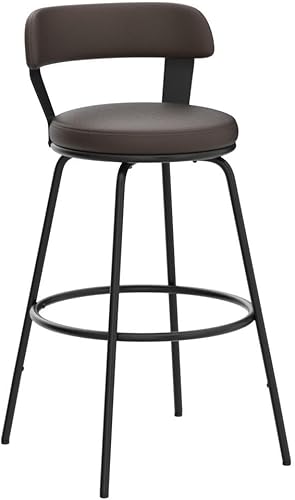 Miniatura 4 de Bar Stools Set of 2-Swivel Counter Height Bar Stools 30 inch Counter Stools PU Leather Bar Chair with Padded Back,Metal Footrest for Kitchen Dining