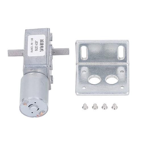 Motor de engranajes de CC de doble eje 25 kg.cm, motor de reducción de tornillo sin fin reversible con bloqueo automático de 12 mm y base para hornos, lavadoras, trituradores de ba (10RPM)
