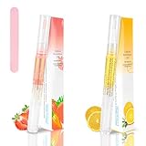 2PCS Cuticle Oil Pen for Nails,Nail Oil Pen for Nail Care,Cuticle Oil for Nails with Nail File,Nail Oil Cuticle Prevent Dry Cracking and Hangnails,Deep Nourishment(Strawberry & Orange Flavor)