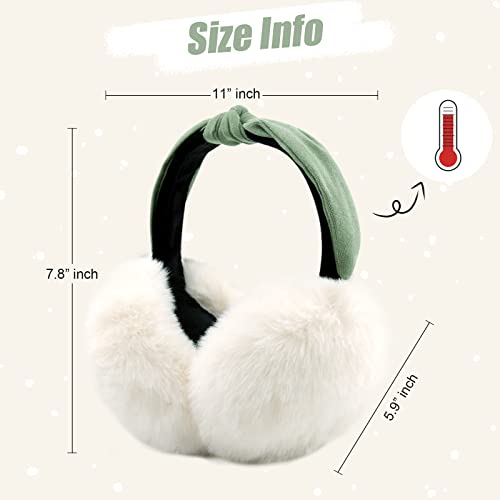 Fsteoe Women Winter Ear Muffs Foldable Girl Ear Warmer Fashion Furry Earmuff Soft Ear Cover Cold Weather (A-White) #TOP4