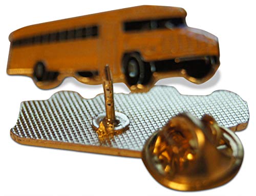 3-Piece School Bus Yellow Union Driver Lapel Pin or Hat Pin & Tie Tack Set with Clutch Back by Novel Merk3