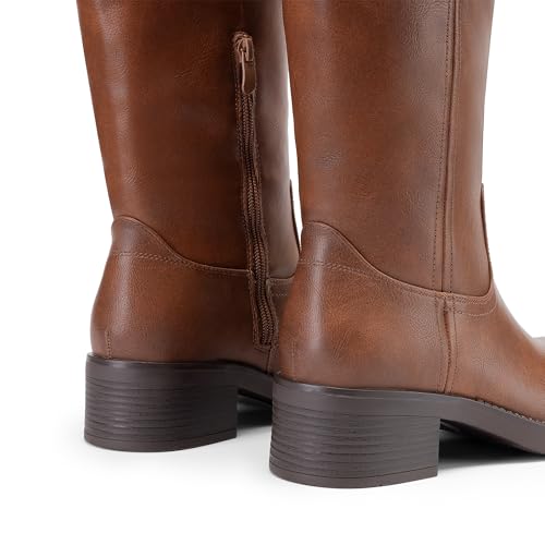 Image of DREAM PAIRS Women's Square Toe Platform Chunky Block Heel Knee High Riding Boots