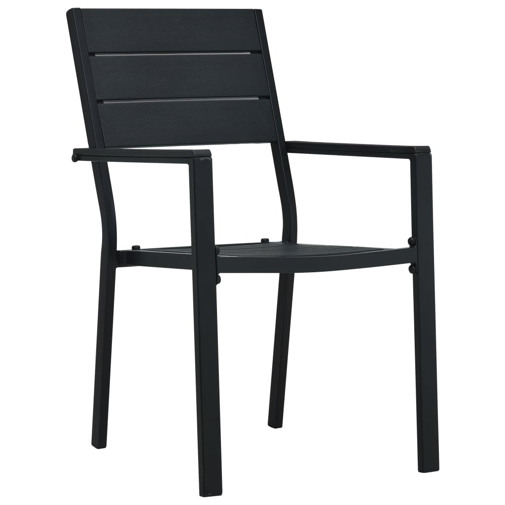 Krzesła ogrodowe 2 szt. czarne HDPE wygląd drewna | Stalowa rama 62 x 55,5 x 88,5 cm, łatwa do czyszczenia, na patio i taras