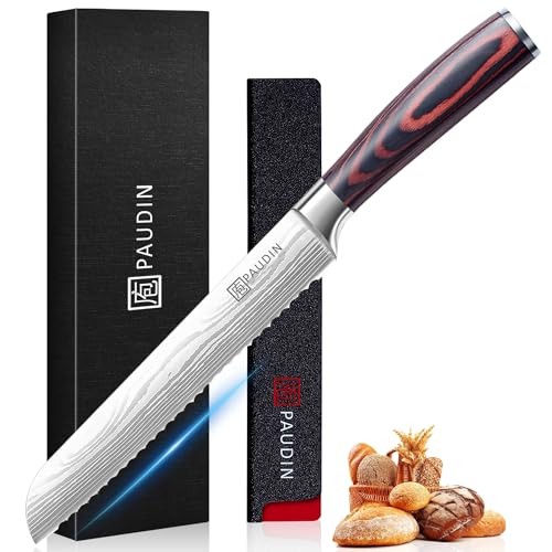 PAUDIN Brotmesser mit Wellenschliff Profi 20 cm aus hochwertigem rostfreiem Edelstahl extra scharfe Messerklinge mit ergonomischem Griff