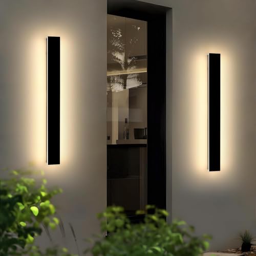 Image of 2 Pack 39.3inch Exterior Wall Light Fixture, Long Outdoor Modern Led Wall Light, 3000K Warm White, 36W, IP65 Waterproof Linear Outside Porch Lighting for House, Garage, Fence, Garden