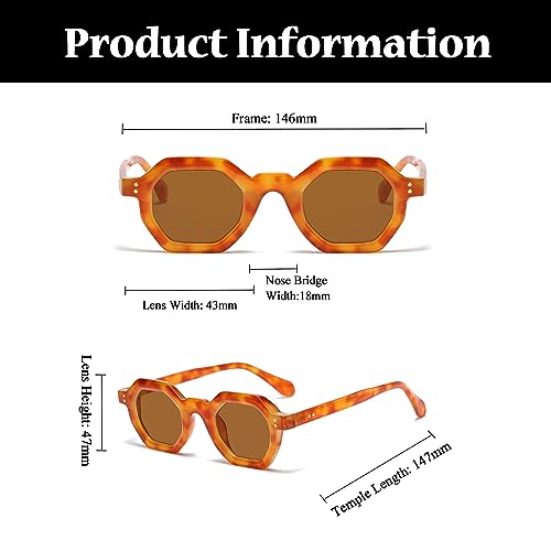 Image of LJCZKA Retro Octagon Sunglasses for Women Men Trendy Unisex Vintage Polygon Shades Small Square Sun Glasses