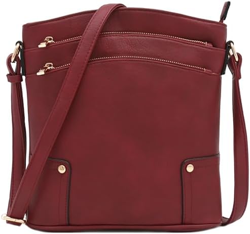 ALYSSA Triple Zip Pocket Large Crossbody Bag