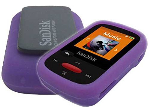 Silicone Skin Case Cover For SanDisk Clip Sport MP3 Player (Model SDMX24), Purple