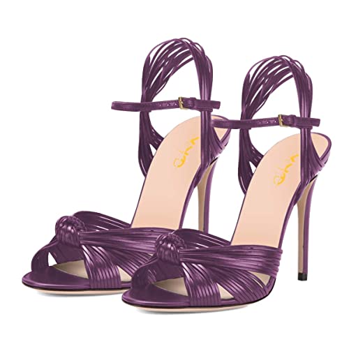 XYD Women Dress Open Toe Sandals Knot Ankle Strap with Buckle High Heel Stiletto Party Event Pumps Shoes3