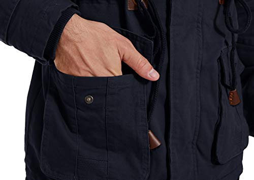 Image of Men's Winter Coats Thicken Military Jacket Fleece Cargo Outerwear with Removable Hood
