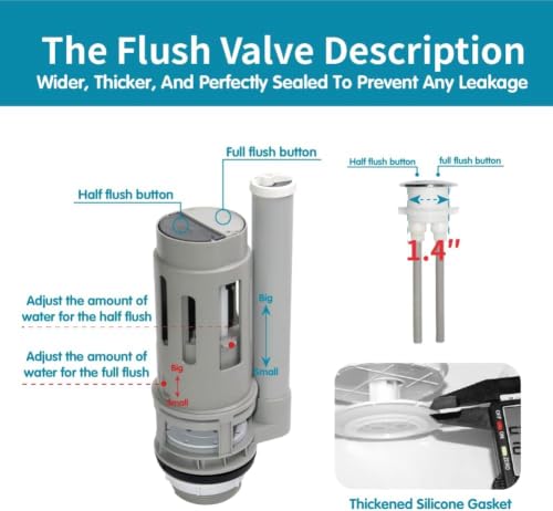 Image of 2-In Dual Flush Valve Replacement Kit with Metal Bolts | Extendable Fill Valve,Adjustable Rod Length,2-Piece Toilet Tank Repair Parts