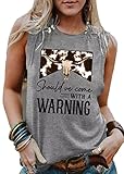 Not My First Rodeo Tank Tops Women Sleeveless Western Graphic Vintage Tees V Neck Ring Hole Casual C