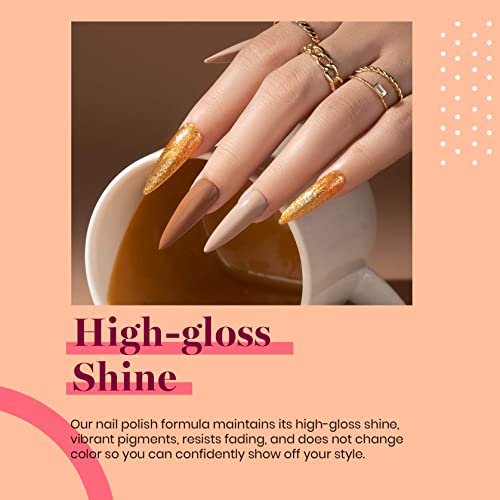 Image of Beetles Brown Gel Nail Polish - Latte Haze, 15ML Brown Gel Polish Soak Off Nails Art Manicure Salon DIY UV Lamp Nails Design Decoration at Home