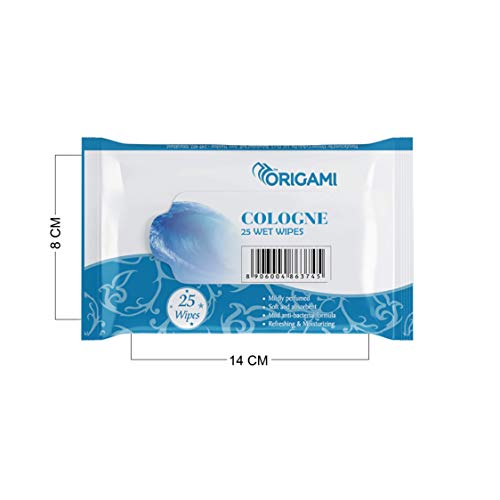 Image of Origami Wipes - 15 x 20 cm - 25 Pulls Per Pack - Pack of 4-100 Wipes - Cologne