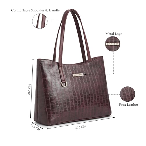Image of Caprese Tessa Tote Medium Bag for Women | Stylish, Durable, Multi-Compartment Design for Work, Travel, Shopping | Large Capacity, Comfortable Straps, Ideal for Tab & Essentials