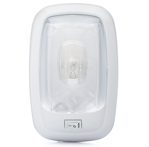 Lumitronics RV Euro-Style 12V Interior Incandescent Ceiling Dome Light - Trailer Camper Interior Lighting - On/Off Switch